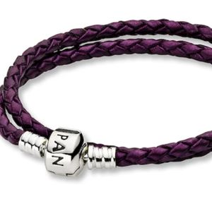 Pandora Purple Leather Wrap Bracelet